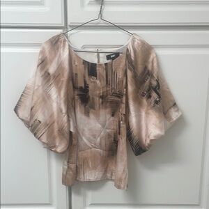 DKNY Pink Flutter Sleeve Blouse with Pleated Relaxed Style
